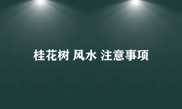 桂花树 风水 注意事项
