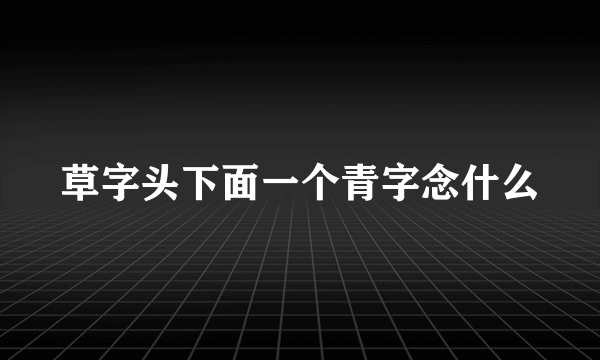 草字头下面一个青字念什么