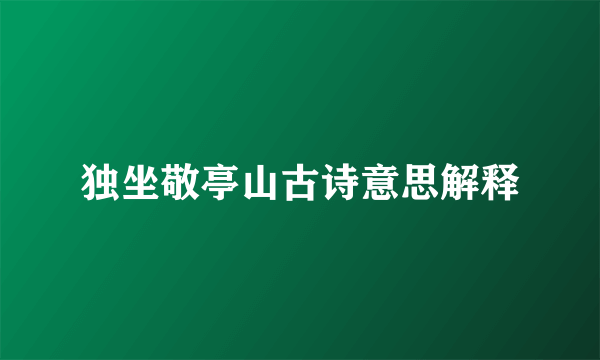 独坐敬亭山古诗意思解释