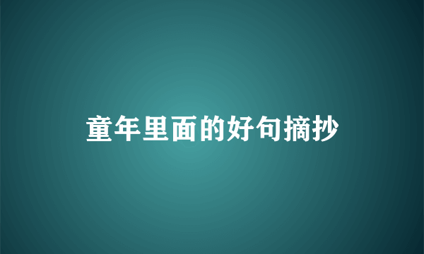 童年里面的好句摘抄