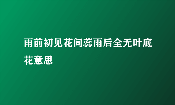 雨前初见花间蕊雨后全无叶底花意思