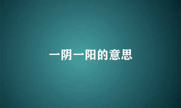 一阴一阳的意思