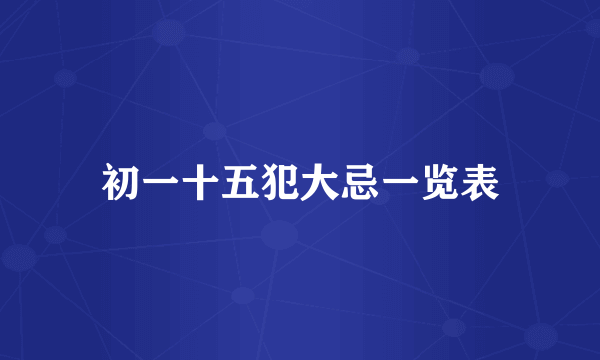初一十五犯大忌一览表