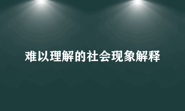 难以理解的社会现象解释