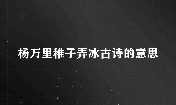 杨万里稚子弄冰古诗的意思