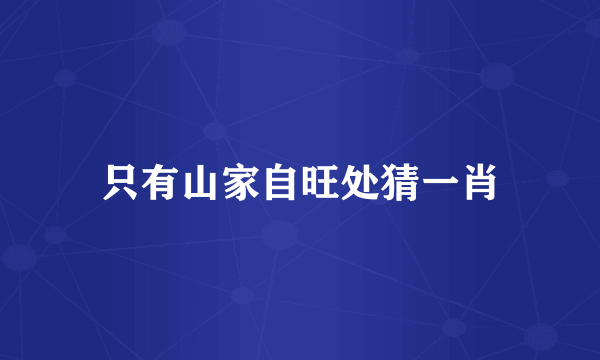 只有山家自旺处猜一肖