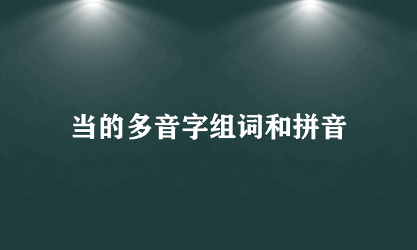 当的多音字组词和拼音