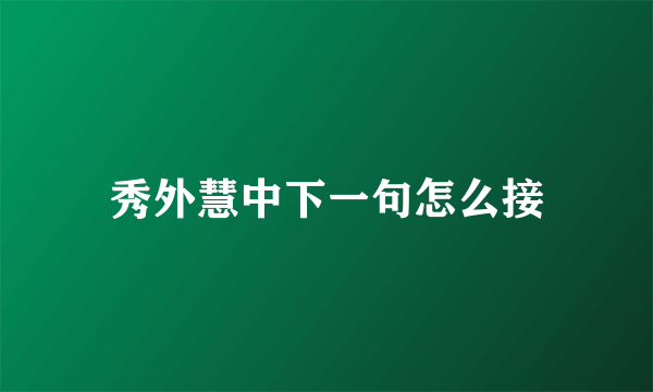 秀外慧中下一句怎么接