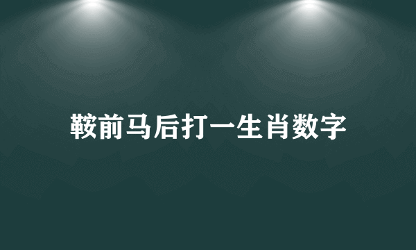 鞍前马后打一生肖数字