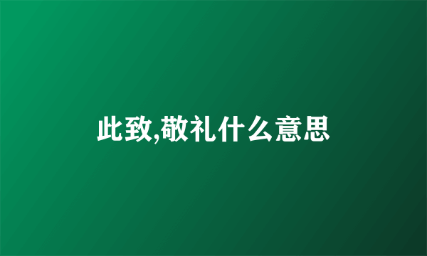此致,敬礼什么意思
