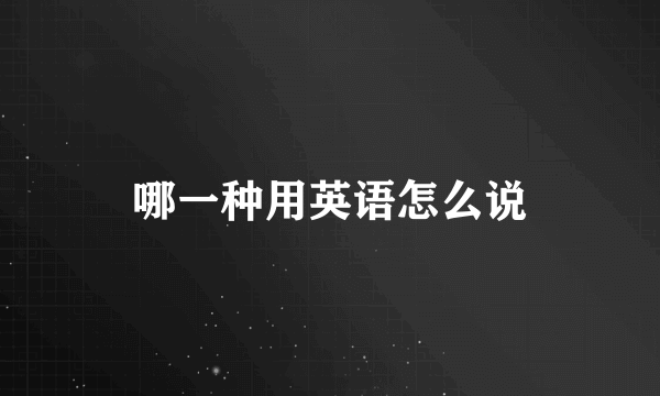 哪一种用英语怎么说