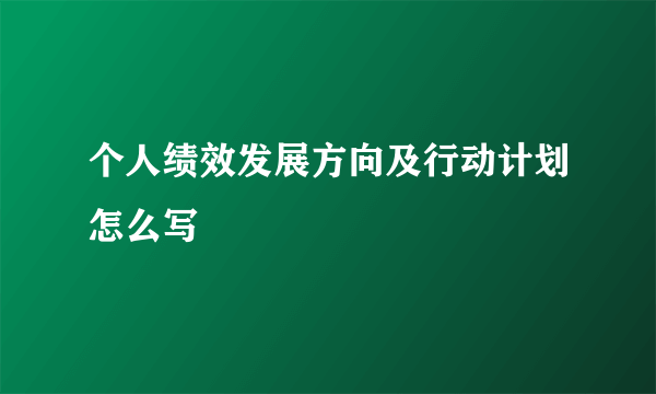 个人绩效发展方向及行动计划怎么写