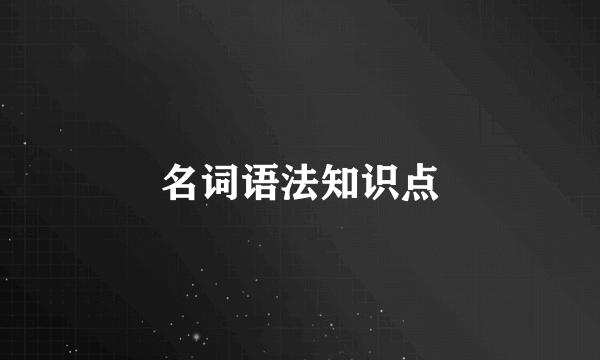 名词语法知识点