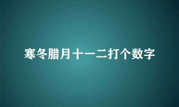 寒冬腊月十一二打个数字