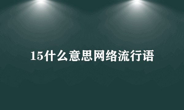 15什么意思网络流行语