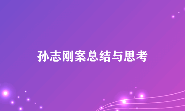 孙志刚案总结与思考
