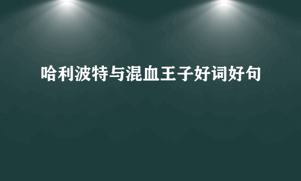 哈利波特与混血王子好词好句