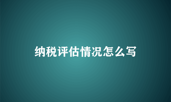纳税评估情况怎么写