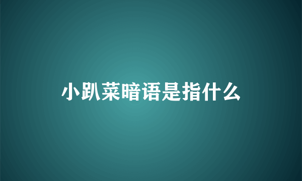 小趴菜暗语是指什么