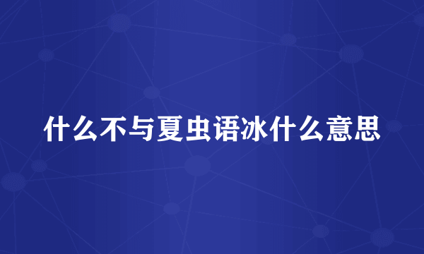 什么不与夏虫语冰什么意思