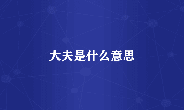 大夫是什么意思