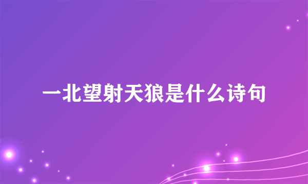 一北望射天狼是什么诗句