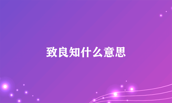 致良知什么意思