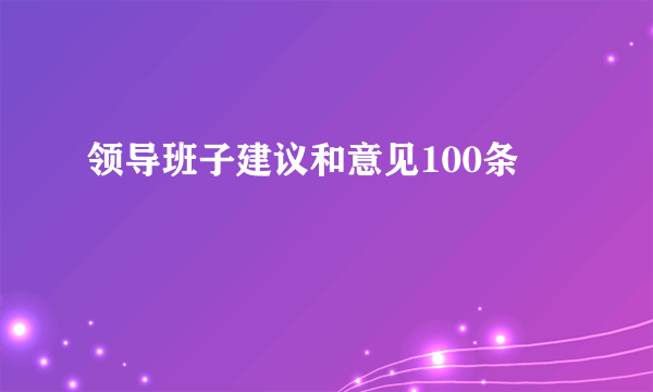 领导班子建议和意见100条