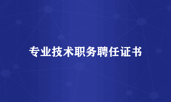 专业技术职务聘任证书