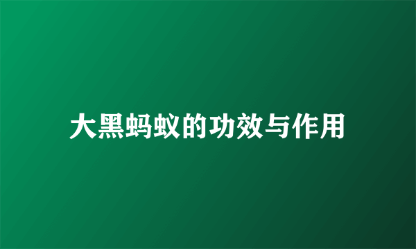大黑蚂蚁的功效与作用