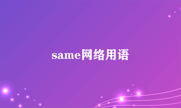 same网络用语