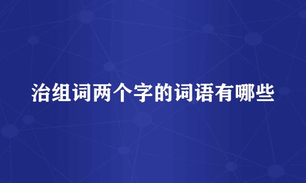 治组词两个字的词语有哪些