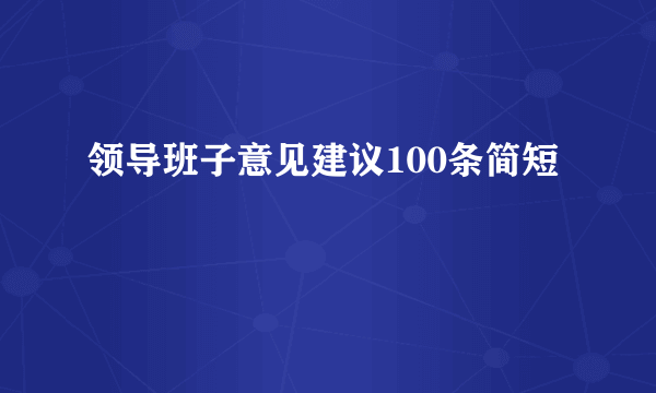 领导班子意见建议100条简短