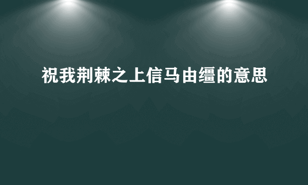 祝我荆棘之上信马由缰的意思
