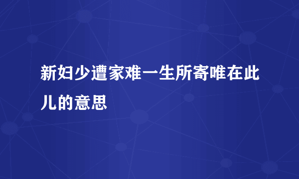 新妇少遭家难一生所寄唯在此儿的意思