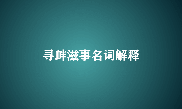 寻衅滋事名词解释