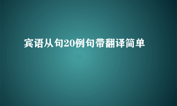 宾语从句20例句带翻译简单