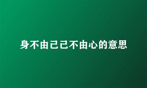 身不由己己不由心的意思