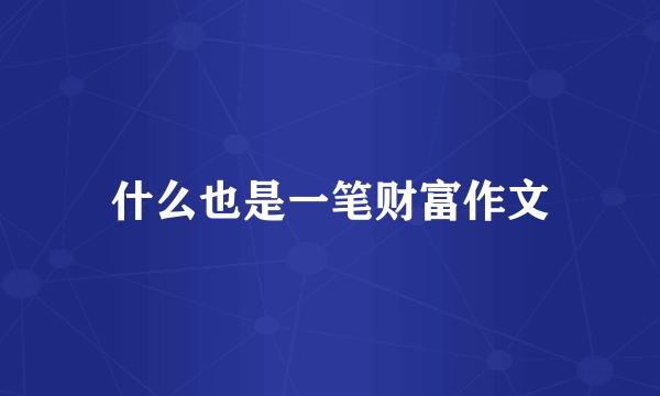什么也是一笔财富作文