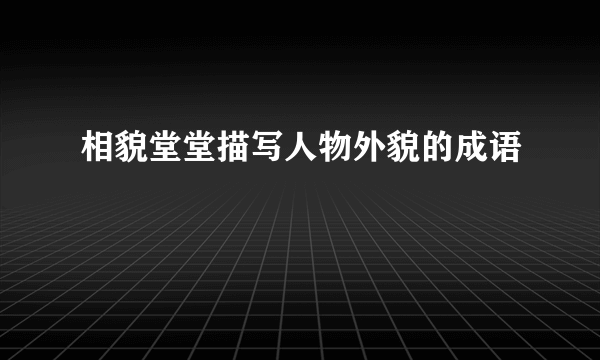 相貌堂堂描写人物外貌的成语