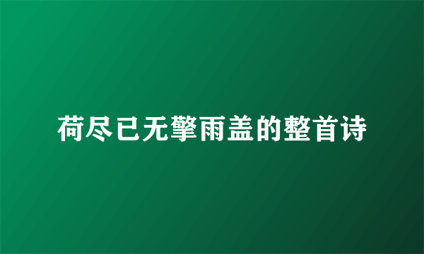 荷尽已无擎雨盖的整首诗