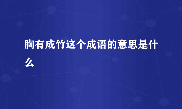胸有成竹这个成语的意思是什么