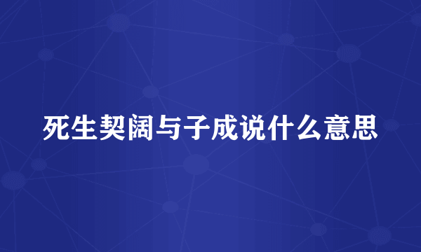 死生契阔与子成说什么意思