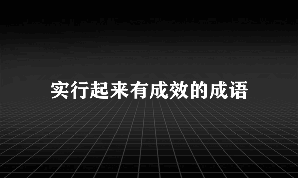 实行起来有成效的成语