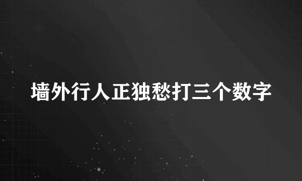 墙外行人正独愁打三个数字