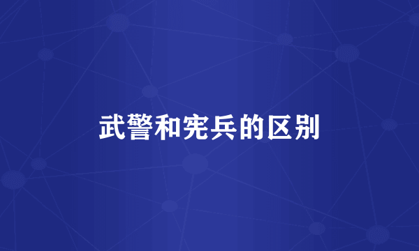 武警和宪兵的区别