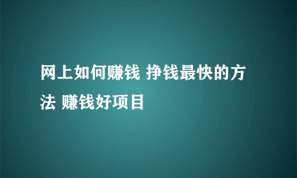 网上如何赚钱 挣钱最快的方法 赚钱好项目