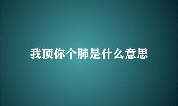 我顶你个肺是什么意思