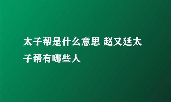太子帮是什么意思 赵又廷太子帮有哪些人