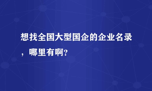 想找全国大型国企的企业名录，哪里有啊？